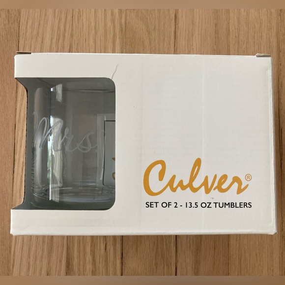 Culver Other - Mrs Mr Set Glass Tumblers Bride‎ Bridal Shower Wedding Bridesmaid Ceremony Gift